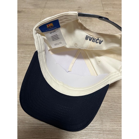 FC Barcelona Barca Snapback Hat Mens Off White Navy Blue Soccer Cap RN150123 - Picture 7 of 8